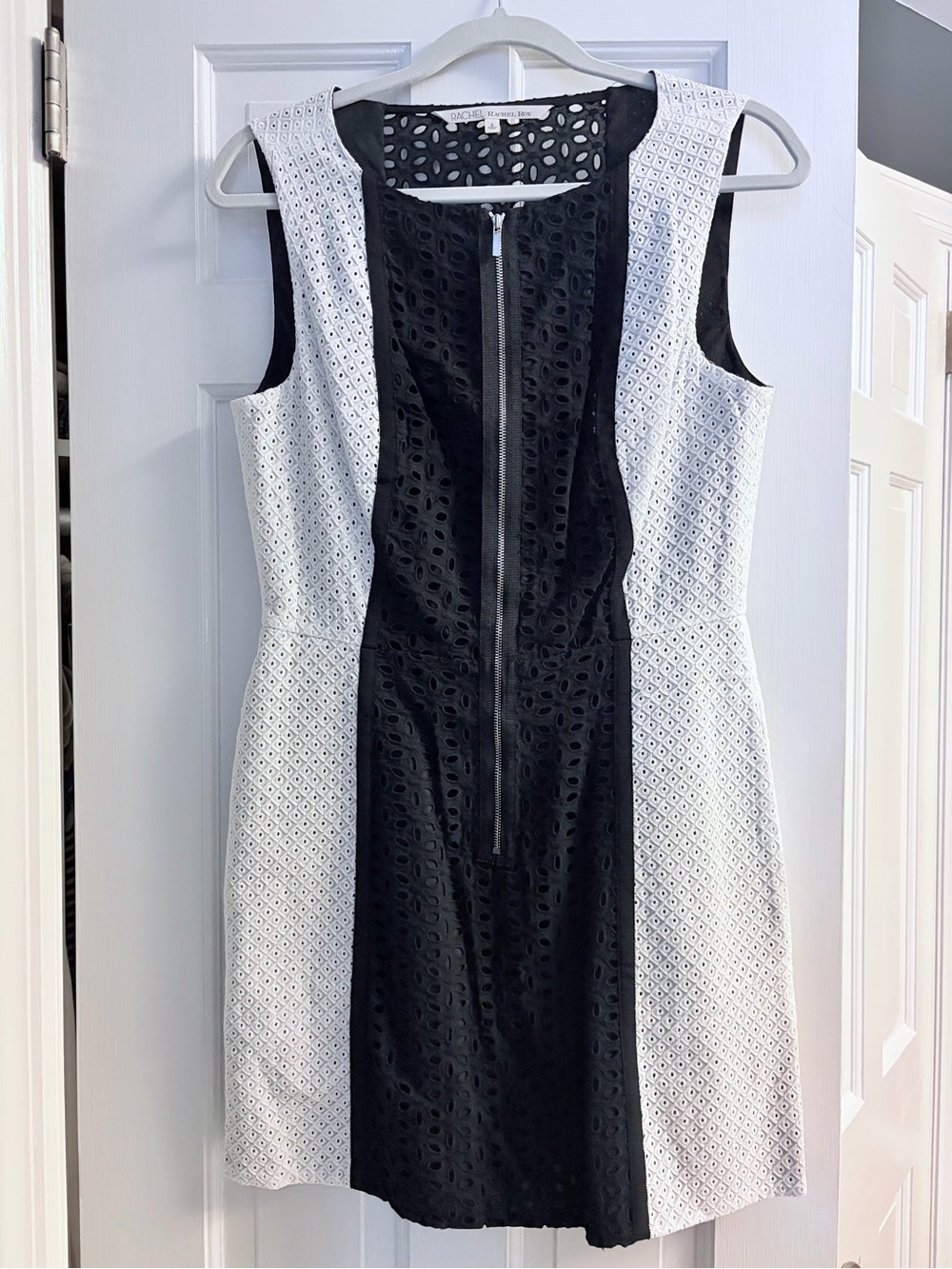 RACHEL Rachel Roy Black and White Eyelet Mini Dress